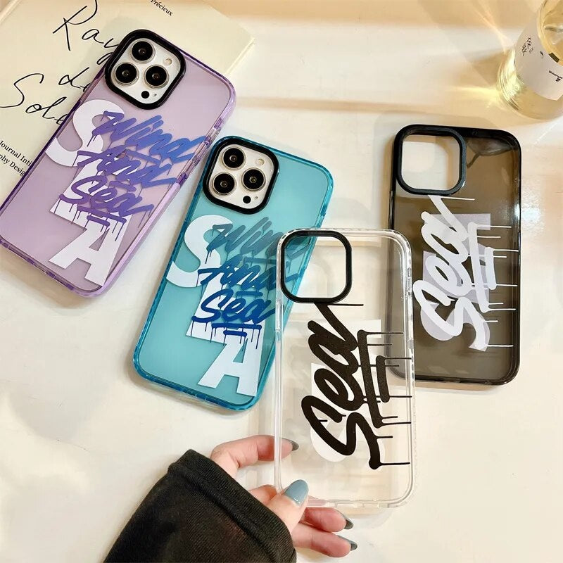 Mist Black Wind and Sea Beach Water Lovers Translucent Bumper Case